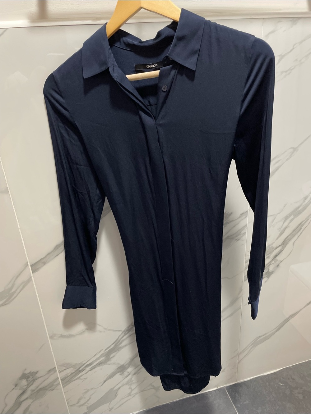 Quince Washable Stretch Silk Shirt Dress - Picture 2 of 4